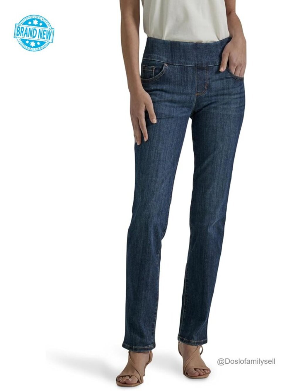 Slim Fit Pull On Jean with Sculpting Fabric, Mid Rise, Straight Leg
